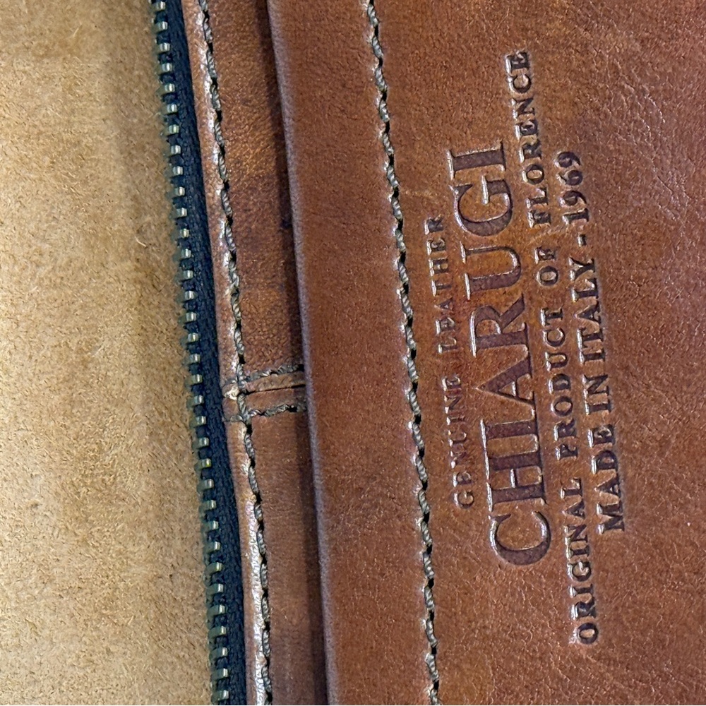 Chiarugi Firenze Italian Leather Crossbody Bag Cognac - Picture 4 of 12